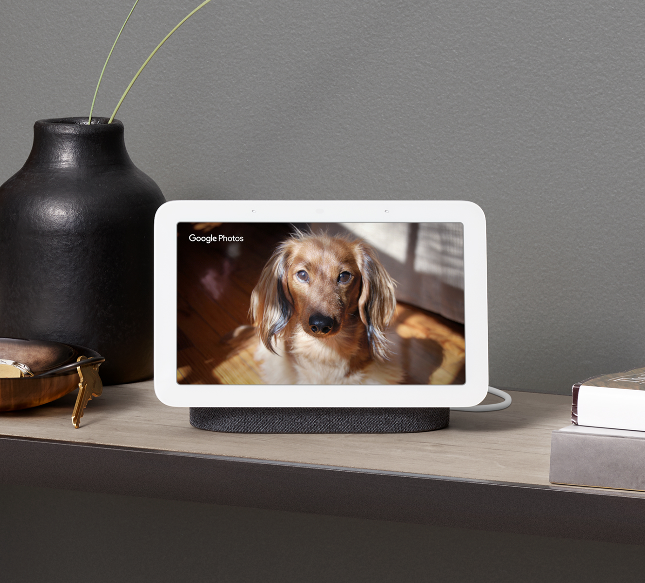 Google Nest Hub (2nd gen) on a kitchen counter